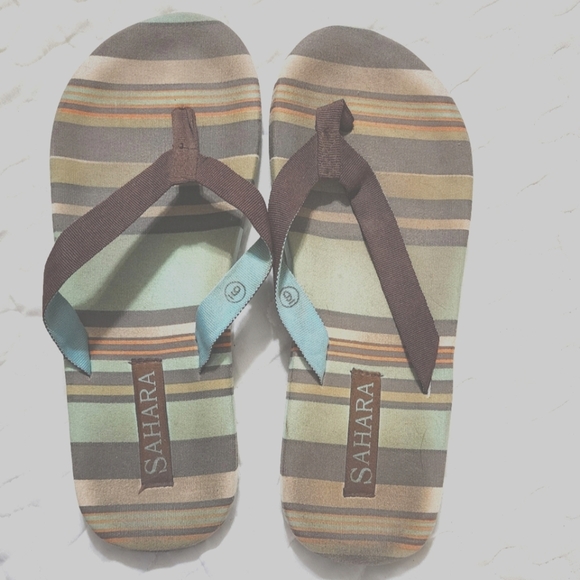 sahara Shoes - Sahara Fabric striped flip flops sandals